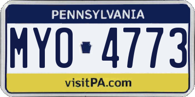 PA license plate MYO4773