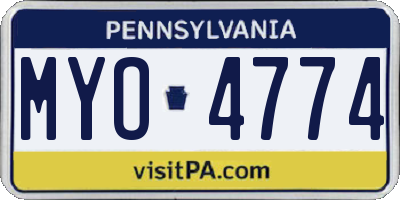 PA license plate MYO4774