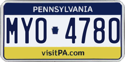 PA license plate MYO4780