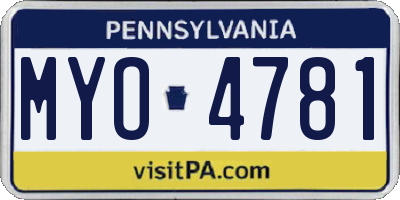 PA license plate MYO4781
