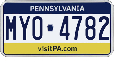 PA license plate MYO4782