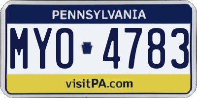 PA license plate MYO4783