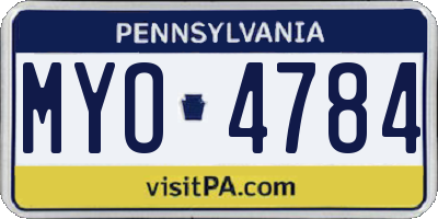 PA license plate MYO4784