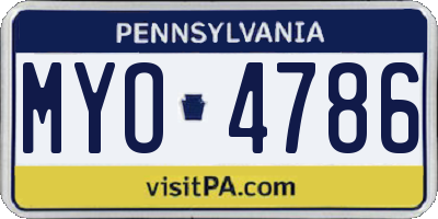 PA license plate MYO4786