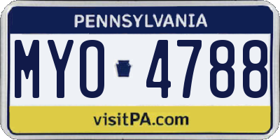 PA license plate MYO4788