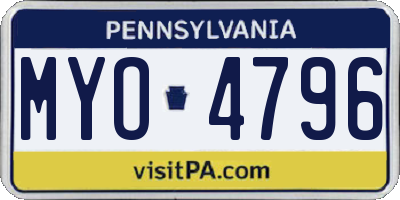 PA license plate MYO4796