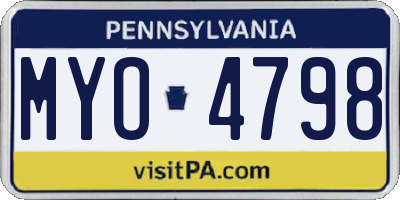 PA license plate MYO4798