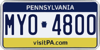 PA license plate MYO4800