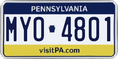PA license plate MYO4801