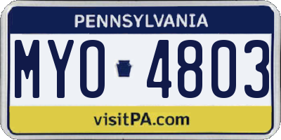 PA license plate MYO4803