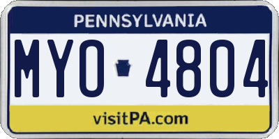 PA license plate MYO4804