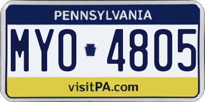PA license plate MYO4805