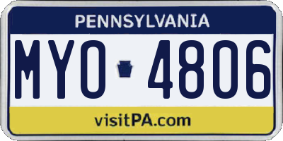 PA license plate MYO4806