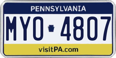 PA license plate MYO4807