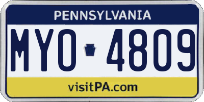 PA license plate MYO4809