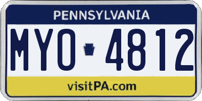 PA license plate MYO4812
