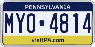 PA license plate MYO4814