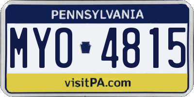 PA license plate MYO4815