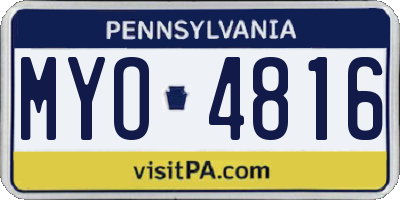 PA license plate MYO4816