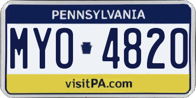 PA license plate MYO4820