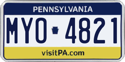 PA license plate MYO4821