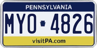 PA license plate MYO4826
