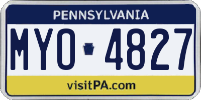 PA license plate MYO4827
