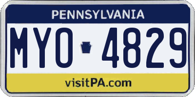 PA license plate MYO4829