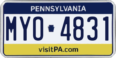 PA license plate MYO4831