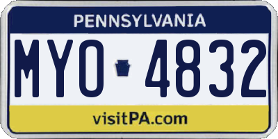 PA license plate MYO4832