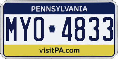 PA license plate MYO4833