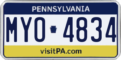 PA license plate MYO4834