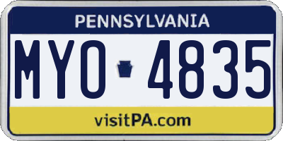 PA license plate MYO4835