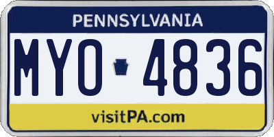 PA license plate MYO4836