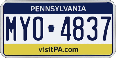PA license plate MYO4837