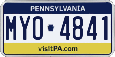 PA license plate MYO4841
