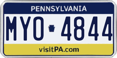 PA license plate MYO4844