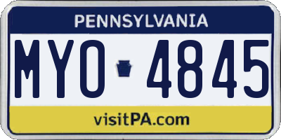 PA license plate MYO4845