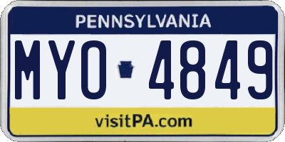 PA license plate MYO4849