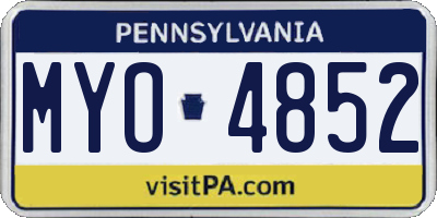 PA license plate MYO4852