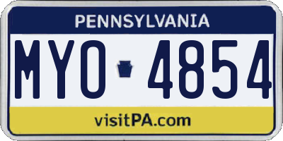 PA license plate MYO4854