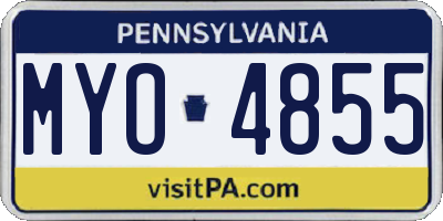 PA license plate MYO4855