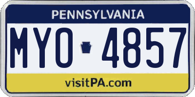PA license plate MYO4857