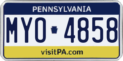 PA license plate MYO4858