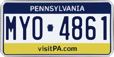PA license plate MYO4861
