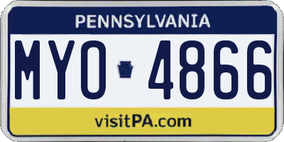 PA license plate MYO4866
