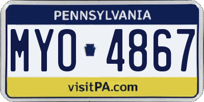 PA license plate MYO4867
