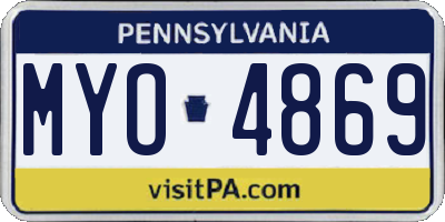 PA license plate MYO4869