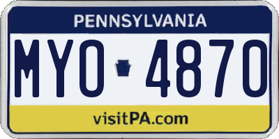 PA license plate MYO4870