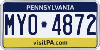 PA license plate MYO4872